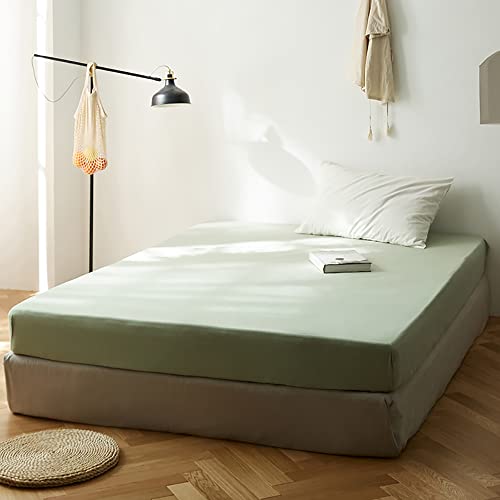 Michorinee Spannbettlaken 140x200cm Sommergrün Grün Boxspringbett Topper Superweiches Microfaser Bettlaken Einfarbig Spannbetttuch für Matratze bis 25 cm Hohe von Michorinee