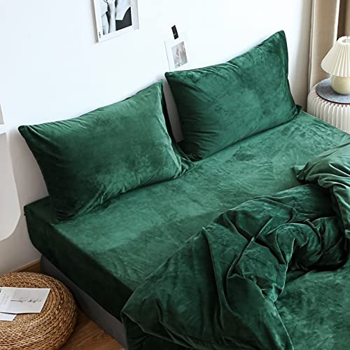 Michorinee Warme Fleece 2er Set Kissenbezug 80x80 cm Cashmere Touch Kuschelig Flauschig Plüsch Samt Kissenhülle Doppelpack Kopfkissenbezug mit Reißverschluss Dunkelgrün von Michorinee