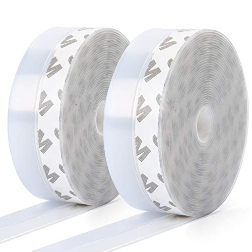 10m×35mm 2 Pack Dichtungsstreifen, Miciler Transparent Selbstklebend Dichtungsband, Multifunktions Türbodendichtung Schalldicht, winddicht, Staubschutz, Silikon Dichtung Streifen für Türen und Fenster von Miciler