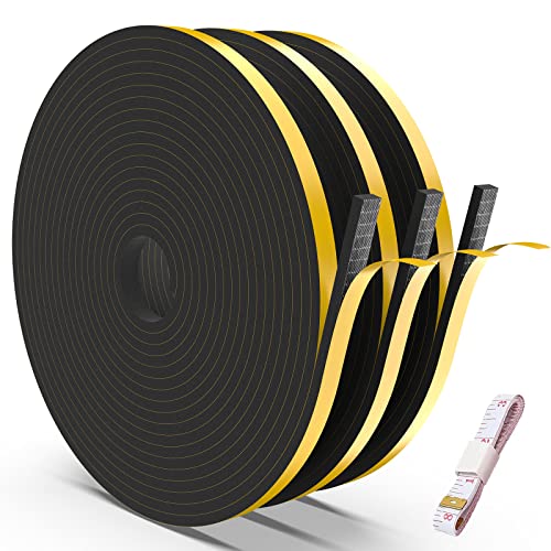 Miciler 15m Selbstklebend Schaumstoffband, 6mm(B) x3mm(D) Türdichtungen Selbstklebend für Anti-Kollision Schwarz von Miciler