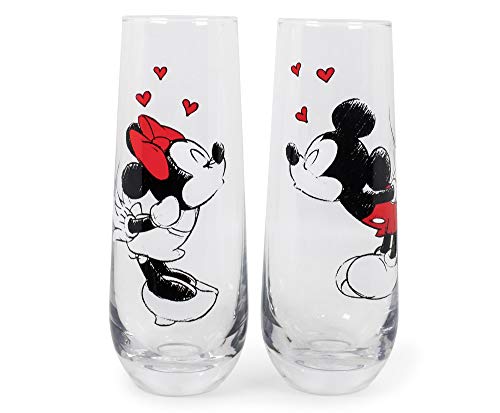 Mickey and Minnie Kiss Herzen ohne Stiel, geriffelt, 2 Stück von Silver Buffalo