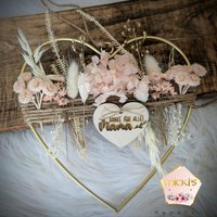 Muttertagsherz | Muttertagsgeschenk Metallherz Trockenblumen Rosa-Weiß von MickisHomeDeco