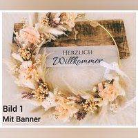 Trockenblumenkranz | Trockenblumentürkranz Nude-Weiß von MickisHomeDeco