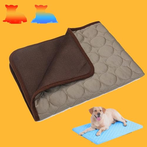 Micmetago Qosigote Pfotenfrost Matte, Hundekühlmatte Selbstkühlend – Waschbare Kühlmatte für Hunde, Atmungsaktiv & Faltbar, Rutschfestes Hundekühlkissen für Sommer, Zuhause, Auto & Reisen (Kaffee,XL) von Micmetago