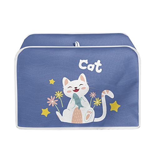 Micoklinlin Blau Abdeckhaube für 2 Scheiben-Doppelschlitz-Toaster Niedlich Toaster Abdeckung mit Hanging Loop für Küche Toaster Zubehör Schutzhülle für meisten 2 Extra Breite Toastschlitze von Micoklinlin
