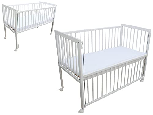 Micoland Kinderbett/Beistellbett/Babybett 2in1 120x60cm mit Matratze weiß von Micoland