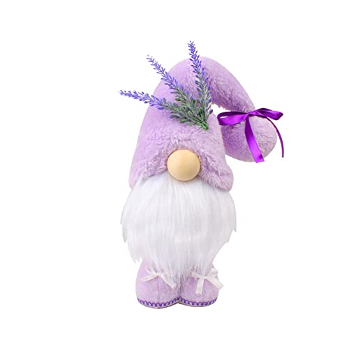Frühling Blume Wichtel Deko - Handgefertigte Gefüllte Gesichtslose Puppe Zwerg Dekorationen Frühlingsdeko, Frühlingswichtel mit Lavendel Blumen für Home Farmhouse Deko (Lavendel B, 1St) von Micozy