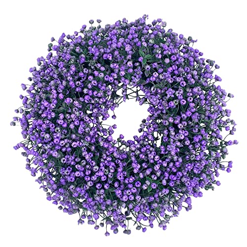 Frühling Türkranz Bauernhaus künstliche Bunte dekorative Blume Kranz, Wandkranz Haustür künstliche Blume, Outdoor Frühling Sommer Kränze dekorative Kranz Eukalyptus Kranz (40cm-Violett) von Micozy