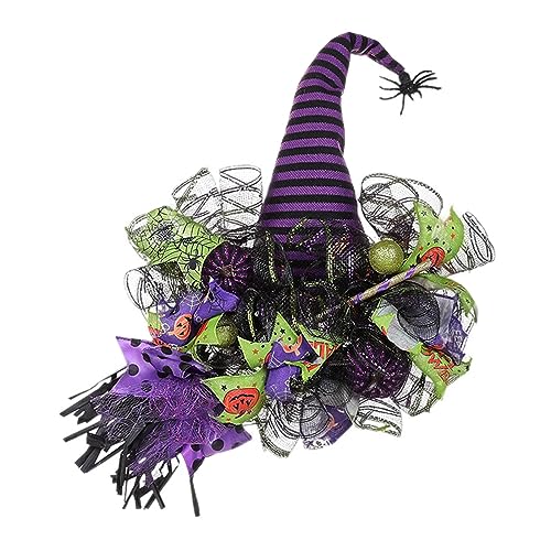 Halloween Kranz Deko, 40cm Kränze,Hexen Hut Bein Kürbis Türkranz Gesamthöhe 58cm Halloween Dekoration für Haustür Wanddeko Party von Micozy