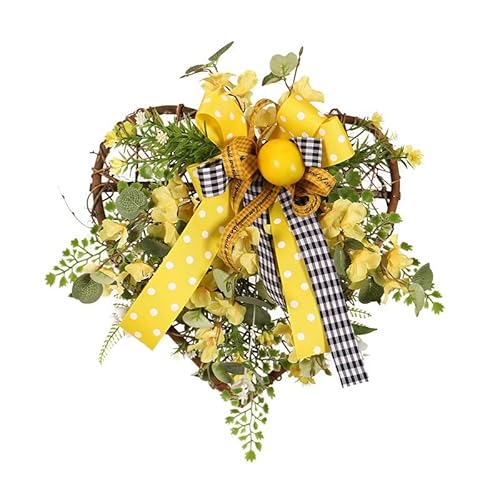 Künstlicher Blumenkranz Sommer Türkranz - Kunstblumen Sonnenblumen Kranz für Sommer Frühling Ganzjährig Deko, Sommerkranz Willkommenszeichen für Haustür Zuhause Bienenfestival Dekor (Stil F) von Micozy