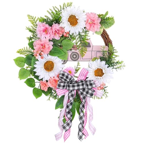 Türkranz Ganzjährig Wandkranz - Türkranz Frühling Handgefertigte Kunstblumendeko für Zuhause, Parties, Türen, Hochzeiten (Blüten, 45cm) von Micozy