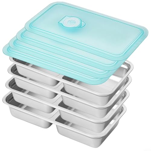 4 Stück Edelstahl Snackbehälter mit 2 Fächern und Deckel, BPA-frei, Auslaufsichere Kleine Brotdose für Snacks oder Obst, Spülmaschinengeeignet, Wiederverwendbarer für Schule, Picknick, Reisen 4 Stück Edelstahl Snackbehälter mit 2 Fächern und Deckel, BPA-frei, Auslaufsichere Kleine Brotdose für Snacks oder Obst, Spülmaschinengeeignet, Wiederverwendbarer für Schule, Picknick, Reisen von Micpointik