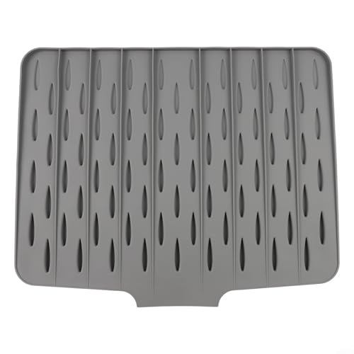 Abtropfmatte Geschirr, 40 x 32.5cm Küchenabtropfmatte, Hitzebeständige Rutschfeste, Silikon-Abtropfmatte mit geneigter Wasserableitung, Schutz für Küche und Spüle(Grau) von Micpointik