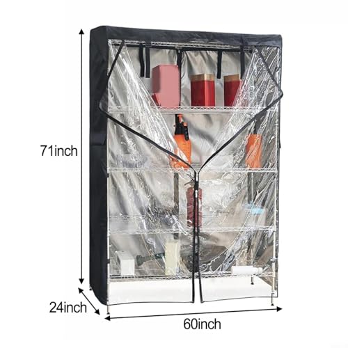Drahtregalhülle Oxford 210D Wasserdicht Staubdicht Verstellbar für Metallregal Regalbezug mit Reißverschluss, Küchenregalabdeckung Lagerschutz Garagenregalabdeckung Kellerregalabdeckung(60x24x71inch) Drahtregalhülle Oxford 210D Wasserdicht Staubdicht Verstellbar für Metallregal Regalbezug mit Reißverschluss, Küchenregalabdeckung Lagerschutz Garagenregalabdeckung Kellerregalabdeckung(60x24x71inch) von Micpointik