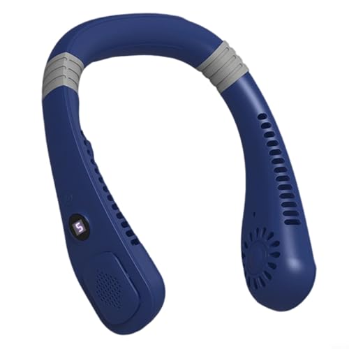Persönlicher Nackenlüfter mit Kühlplatte Leise Betrieb 36dB USB-C Aufladbar 360° Drehbar 5 Geschwindigkeiten Nackenlüfter Handfreier Tragbarer Ventilator für Outdoor Aktivitäten(Blau) von Micpointik