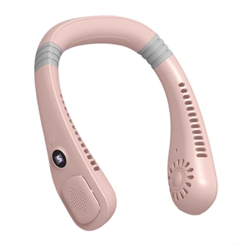 Persönlicher Nackenlüfter mit Kühlplatte Leise Betrieb 36dB USB-C Aufladbar 360° Drehbar 5 Geschwindigkeiten Nackenlüfter Handfreier Tragbarer Ventilator für Outdoor Aktivitäten(Rosa) von Micpointik
