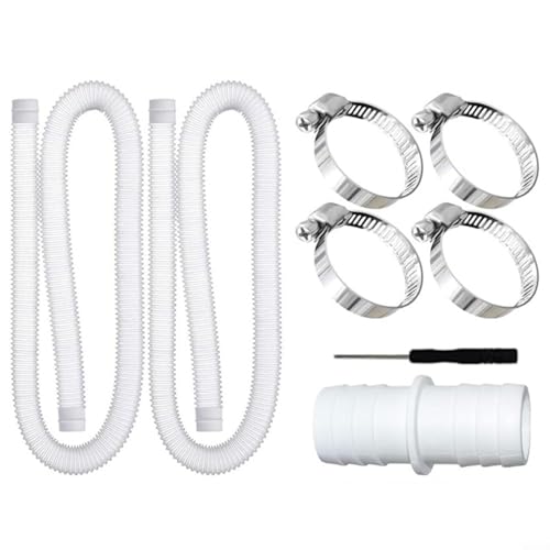 Poolschlauch 32mm Schwimmbadschlauch PE-Kunststoff UV-Beständig mit Edelstahl Sicherheitsclips für Poolpumpen und Gartenbewässerung 1.5M Weiß(1.5 m Weiße Röhre) von Micpointik