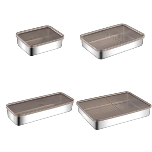 Stainless Steel Cheese Container Bacons Box Meat Storage Refrigerator Organizer(4 Stück) von Micpointik