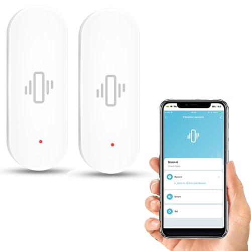 WiFi Vibrationssensor für Tuya Smart Vibration Sensor, Erkennung für Zigbee für Smartlife, Echtzeit-Benachrichtigung Sicherheitssystem Intelligentes Zuhause(2 Stück) von Micpointik