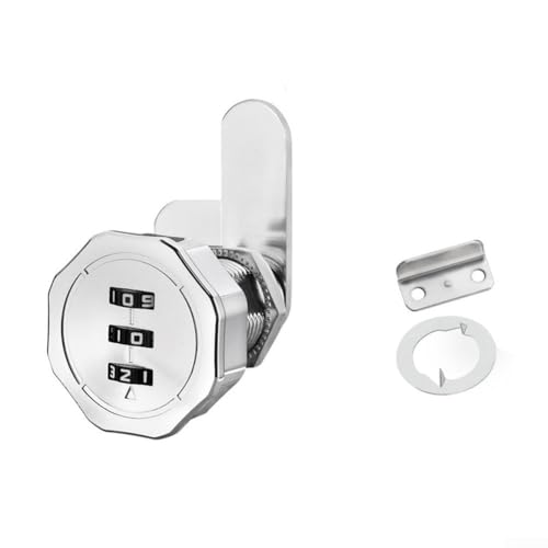 Zahlenschloss, 20mm Schloss Schrank Kombination Cam Lock Schublade Passwort Code zu 3 Zahlen, Zinklegierung Code Kombination für Schrank und Schublade Briefkasten(Silber) von Micpointik