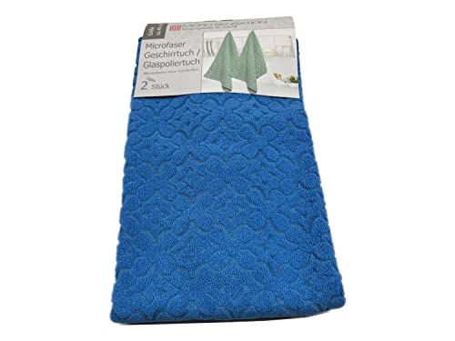 Micro Sensation Microfaser Geschirrtuch Handtuch 65x45cm - 2er Blau HochTief von Micro Sensation