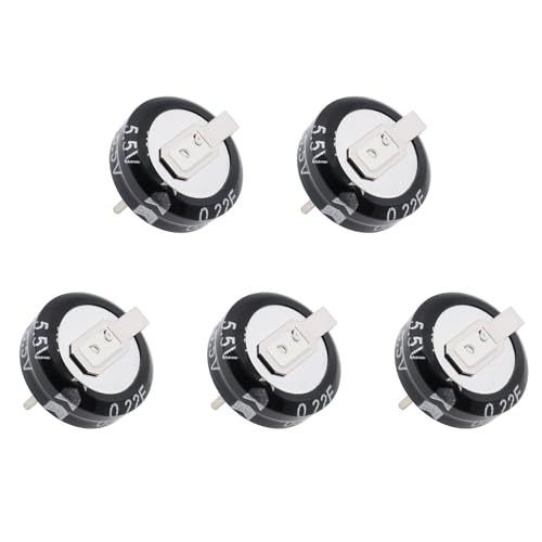 Micro Traders 5 Stück 0,22 F 5,5 V runder Kondensator Axialkondensator KR-5R5H224-R 11,5 x 5 mm für elektronische Komponenten und Halbleiter von Micro Traders