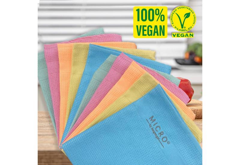 Micro by Jungengel Premium Reinigungstuch Abtrocktuch Allzecktücher Mikrofasertuch Mikrofasertuch (Set, 10-tlg., 10x Premium Tücher, 100% Vegan Zertifiziert, Staubfrei & Fusselfrei, Waschbar 60°C) von Micro by Jungengel