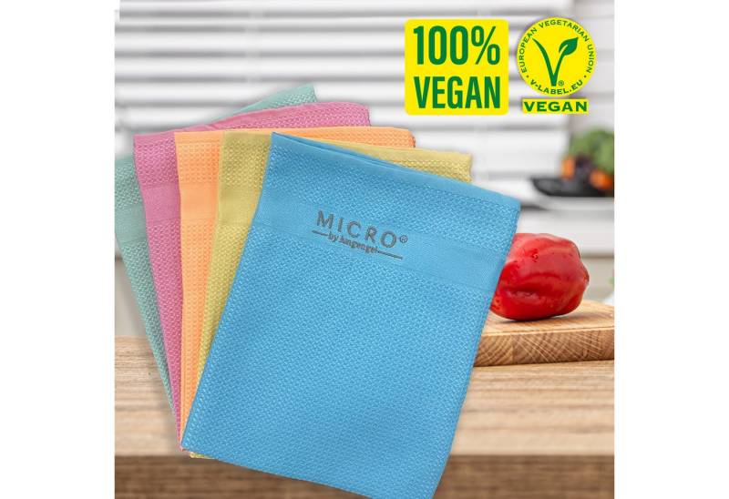 Micro by Jungengel Premium Reinigungstücher Geschirrtücher Allzwecktücher Mikrofasertuch Mikrofasertuch (5-tlg., Vegan-Label, Extrem saugfähig, Streifen- & fusselfreies Reinigen) von Micro by Jungengel