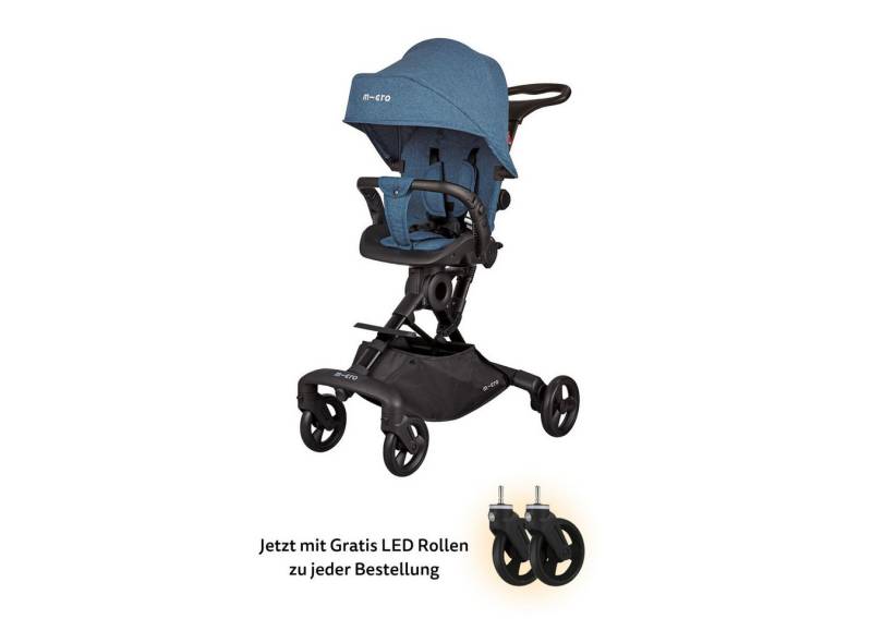 Micro Dreirad-Kinderwagen micro trike 360 grad aqua inkl. LED Rollen von Micro