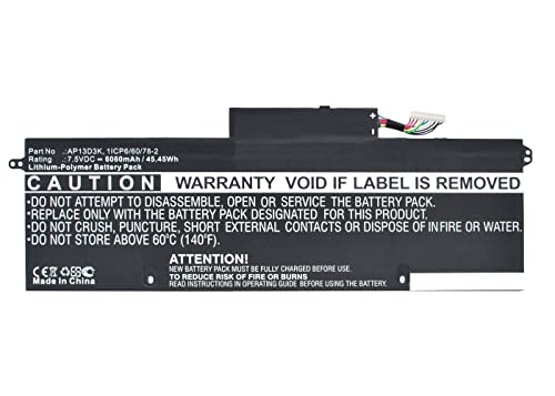 MicroBattery Laptop Battery for Acer 45.45Wh Li-Pol 7.5V 6060mAh, MBXAC-BA0061 (45.45Wh Li-Pol 7.5V 6060mAh Black, Aspire S3-392G) von MicroBattery