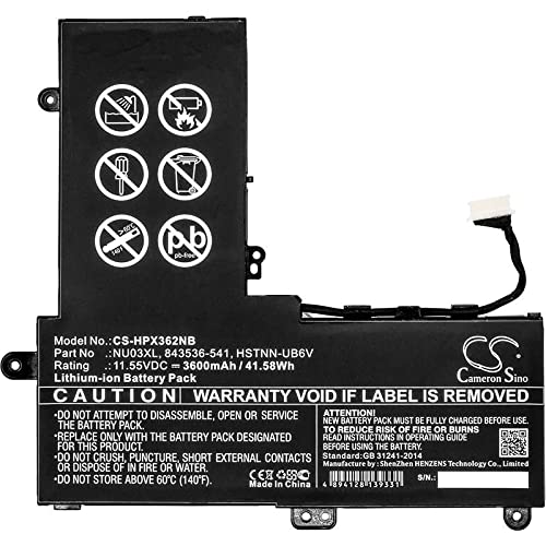 MicroBattery Laptop Battery for HP 41.58Wh Li-ion 11.55V 3600mAh, MBXHP-BA0150 (41.58Wh Li-ion 11.55V 3600mAh Black, Pavilion X360 11-ab009la, Pavilion X360 11-U000, Pavilion X360 11-U000ng,) von MicroBattery