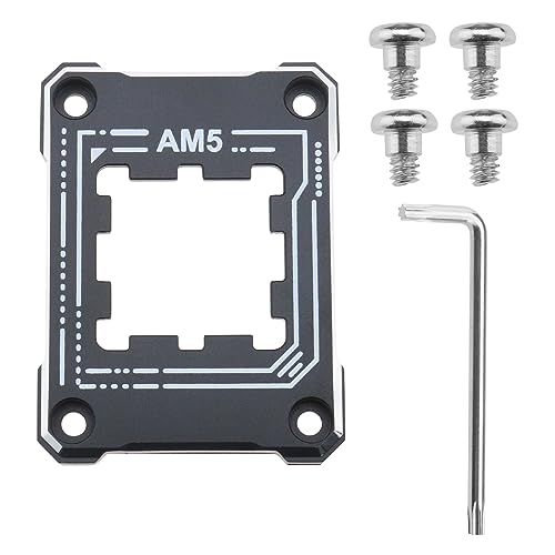 Micro Traders AM5 CPU-Halter AM5 Anti-Biege-Kontaktrahmen mit 4 Schrauben und 1 x Schraubendreher, korrigierender Anti-Biege-Befestigungsrahmen, 75 x 56 mm, Schwarz von MicroClean