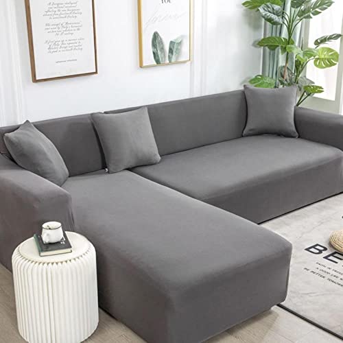 MicroMall Einfarbige Sofabezug für Wohnzimmer, elastische Eckcouch Chaiselongue Schonbezüge Stuhlschutz von MicroMall