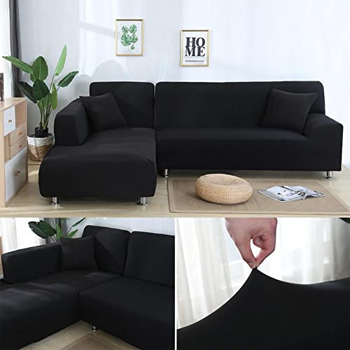 MicroMall Einfarbige Sofabezug für Wohnzimmer, elastische Eckcouch Chaiselongue Schonbezüge Stuhlschutz von MicroMall