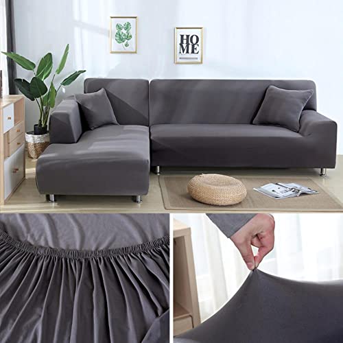 MicroMall Einfarbige Sofabezug für Wohnzimmer, elastische Eckcouch Chaiselongue Schonbezüge Stuhlschutz von MicroMall