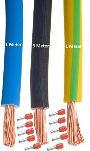 MicroParts Verdrahtungssatz Verdrahtungs-Set für Zählerplatz 10mm² 3/1/1 (blau - schwarz - grün gelb) + 10 Aderendhülsen von MPS-Contact