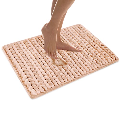 MICRODRY,SoftLux Geflochtene Badematten für Badezimmer, super saugfähige Badematte, Memory-Schaum Badezimmerteppiche mit rutschfestem GripTex Boden, Anthrazit infundiert, 17x24 Zoll, Rose von Microdry