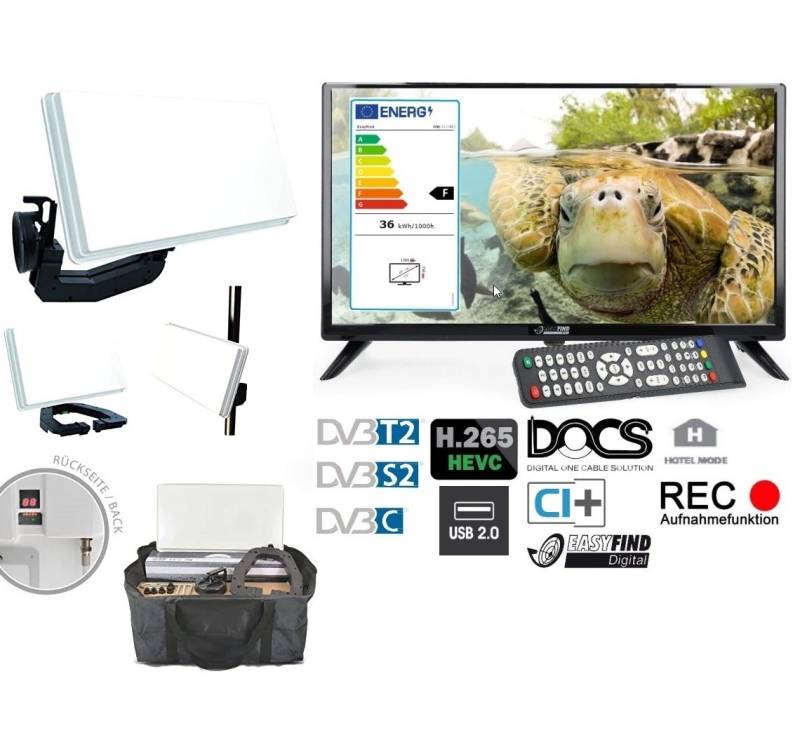 Microelectronic EasyFind Traveller Kit II TV Camping Komplettset 24 Zoll (61cm, Triple Camping Sat-Anlage von Microelectronic