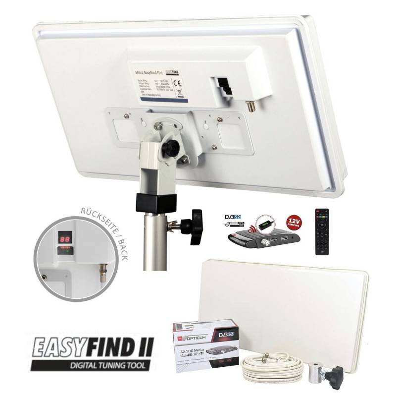 Microelectronic EasyFind Traveller Kit II inkl. Full HD Receiver + Dreibein Adapter Camping Sat-Anlage von Microelectronic