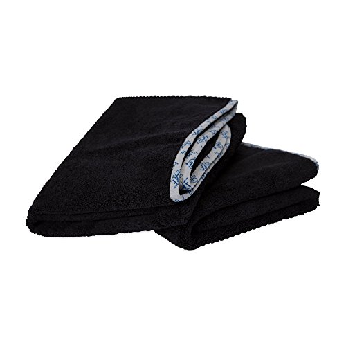 Buff Detail Microfiber Car Towels (24"x 36") | 400 GSM | 80/20 Blend | Tagless | Soft Satin Piped Edges | All-Purpose Auto Detailing - Wax, Buff, Polish, Wash, Dry | 2 Pack (Black) von Microfiber Wholesale