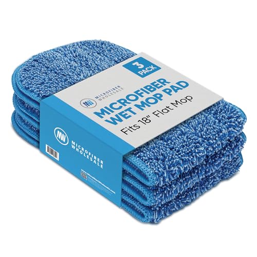 Microfiber Wholesale 45,7 cm Mikrofaser-Wischmopp-Pads – maschinenwaschbar, wiederverwendbar, Nachfüllpackungen und Ersatz-Nassmoppköpfe, kompatibel mit jedem Mikrofaser-Flachmopp-System (3 Stück) von Microfiber Wholesale