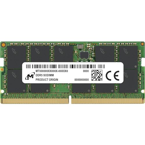 Micron - DDR5 - Modul - 32 GB - SO DIMM 262-PIN - 4800 MHz / PC5-38400 - CL40-1.1 V - ungepuffert - ECC Micron - DDR5 - Modul - 32 GB - SO DIMM 262-PIN - 4800 MHz / PC5-38400 - CL40-1.1 V - ungepuffert - ECC von Micron