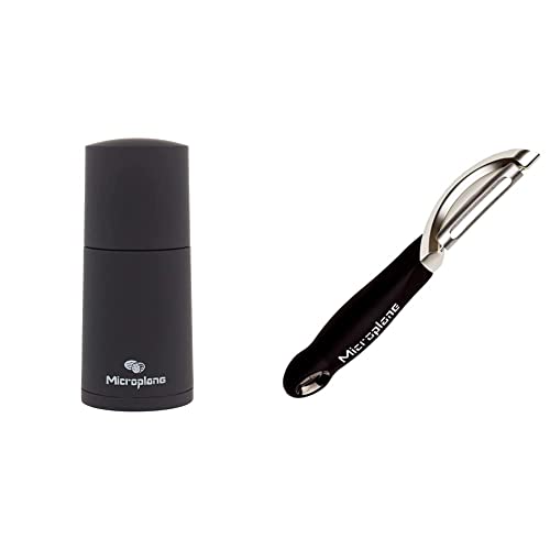 Microplane Gewürzmühle Schwarz für Muskatnuss, Zimt, Tonkabohnen, Langpfeffer und andere getrocknete Gewürze & Profi-Schäler mit Doppelklinge in Edelstahl für Rechtshänder und Linkshänder Microplane Gewürzmühle Schwarz für Muskatnuss, Zimt, Tonkabohnen, Langpfeffer und andere getrocknete Gewürze & Profi-Schäler mit Doppelklinge in Edelstahl für Rechtshänder und Linkshänder von Microplane