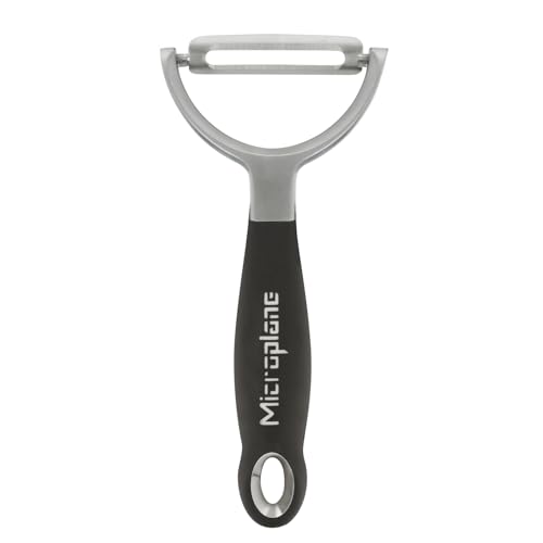 Microplane Profi Y Schäler - Gerade Klinge | Einfaches & gleichmäßiges Schälen von Obst & Gemüse | Rasiermesserscharfe Edelstahl-Doppelklinge | Peeler von Microplane