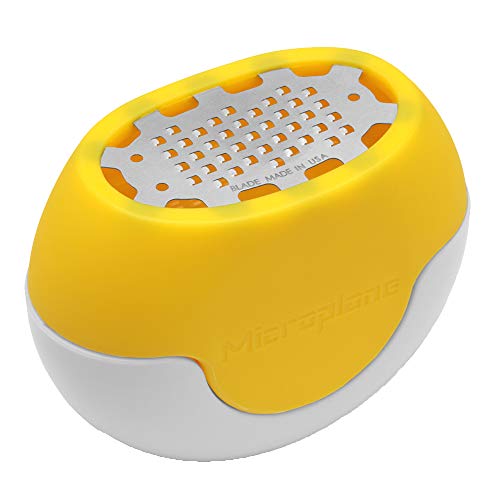 Microplane Zester Reibe Fein Flexi Zesti Gelb Edelstahl Silikon für Zitrone, Orange und andere Zitrusfrüchte von Microplane