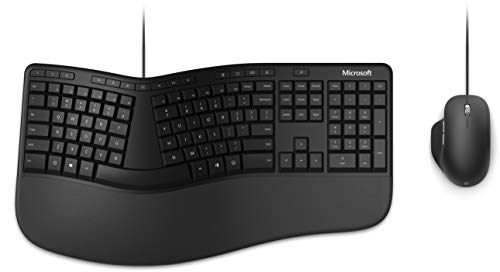 Microsoft Ergonomic Desktop (Set mit Maus und Tastatur, deutsches QWERTZ Tastaturlayout, schwarz, ergonomisch, kabelgebunden) von Microsoft