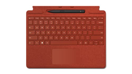 Microsoft Surface Pro 8 / 9 / X Signature Keyboard Mohnrot im Bundle mit Slim Pen 2 Schwarz von Microsoft