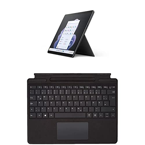 Microsoft Surface Pro 9 (2022), 13 Zoll 2-in-1 Tablet/Laptop (Intel Core i5, 16GB RAM, 256GB SSD, Win 11 Home) Graphit, Powered by Intel Evo Plattform + Pro 8/9 / X Signature Keyboard Schwarz von Microsoft