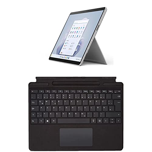 Microsoft Surface Pro 9 (2022), 13 Zoll 2-in-1 Tablet/Laptop (Intel Core i5, 16GB RAM, 256GB SSD, Win 11 Home) Platin, Powered by Intel Evo Plattform + Pro 8/9 / X Signature Keyboard Schwarz von Microsoft