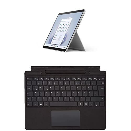 Microsoft Surface Pro 9 (2022), 13 Zoll 2-in-1 Tablet/Laptop (Intel Core i7, 16GB RAM, 1TB SSD, Win 11 Home) Platin, Powered by Intel Evo Plattform + Pro 8/9 / X Signature Keyboard Schwarz von Microsoft